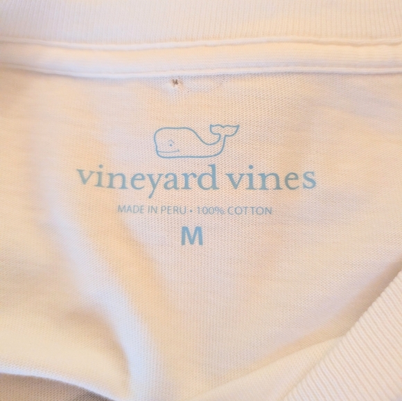 Vineyard Vines White Long Sleeve Pink Whale Lake St. Claire Michigan M Flaw‎ NWT - Picture 5 of 6